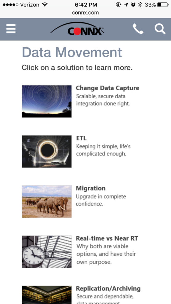 Mobile Data Movement Page